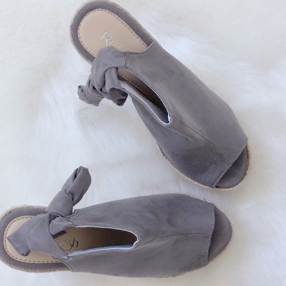 HP! Gray Vegan Suede Wedge Sandal Espadrilles - Picture 5 of 5